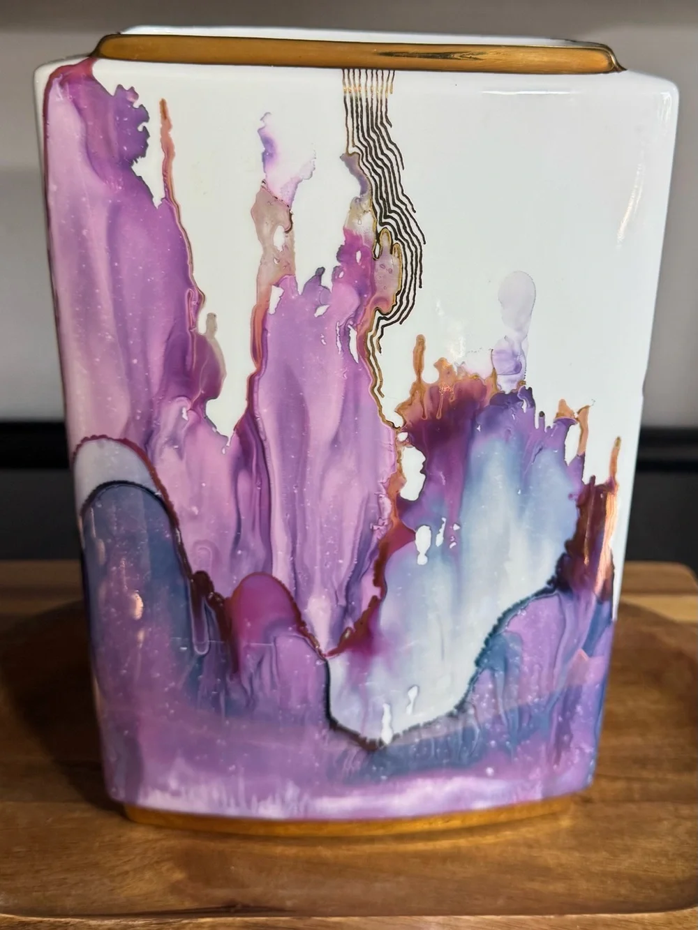 Gerold Porzellan Bavaria Porcelain Abstract Vase Signed By Artist 1990 7x10.5x3.